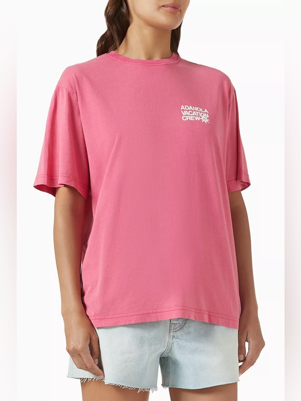 Adanola Pink Graphic Vacation Crew Tee NWOT